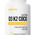 Vitamina D3 + Vitamina K2 con Aceite de Coco Extra Virgen | MCT (Trigliceridos) para Mayor Absorción | Cápsula Blanda Premium (90 Caps)