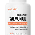 Aceite de Salmón Icelandic Omega 3 Restart | 1000 mg Aceite de Salmón | 300 mg EPA + 200 mg DHA | Alta Concentración | Deep Sea Fish Oil Premium - 60 Cápsulas
