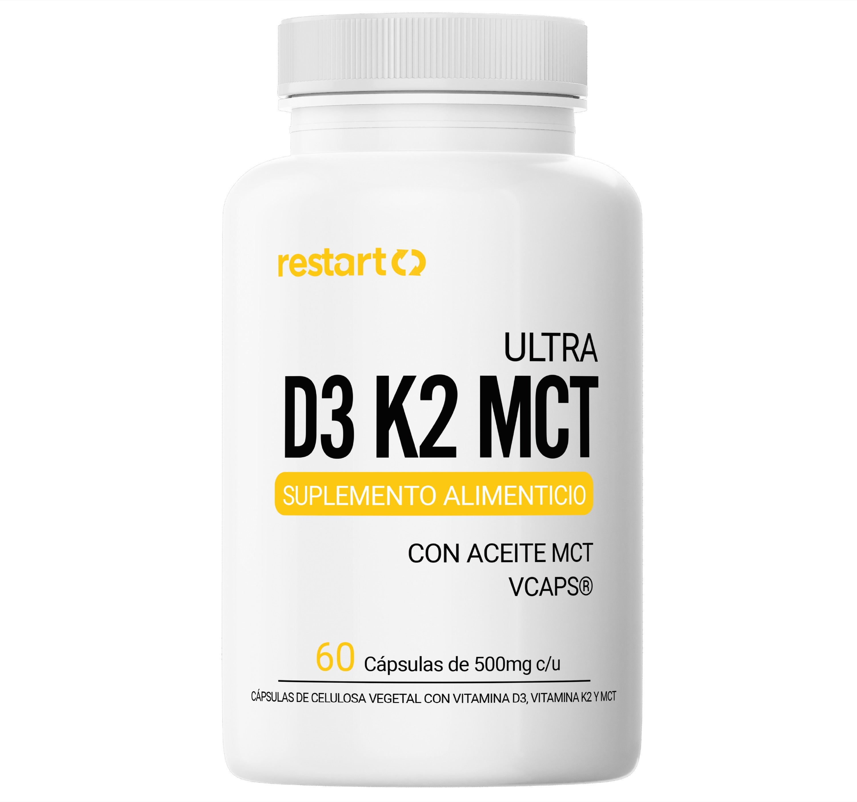 Ultra Vitamina D3 K2 MCT | Complejo de Vitamina D3 Vegana y K2  con Aceite MCT - 60 Cápsulas Vcaps